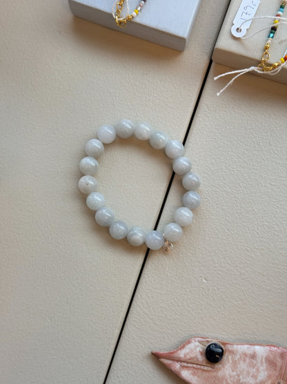 Armbånd m. natursten | Lys grå