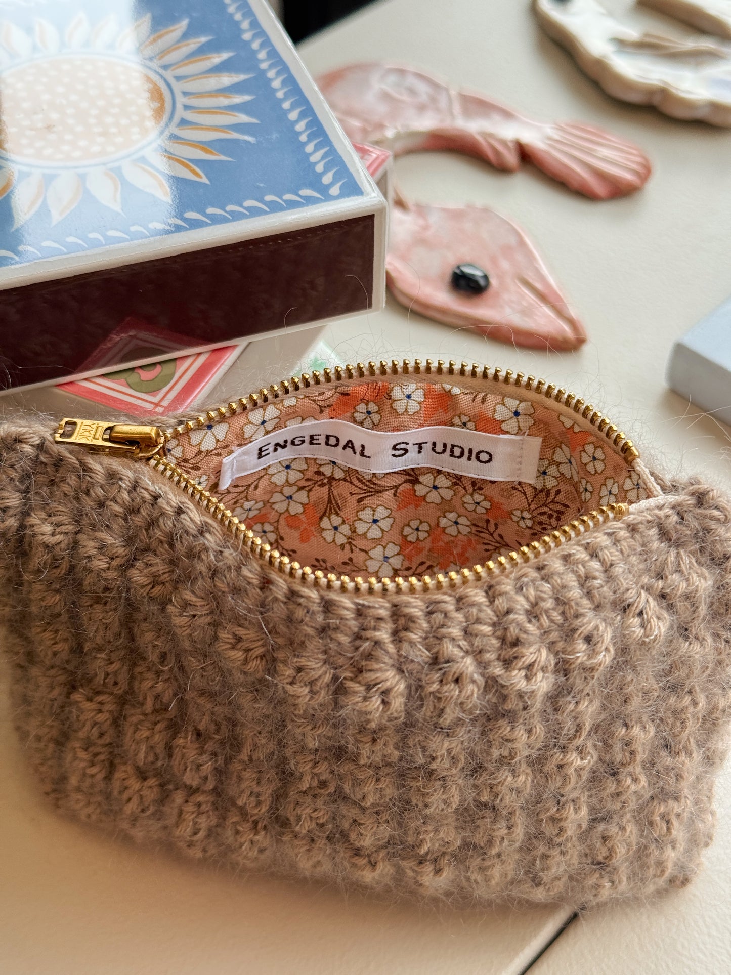 Bubble Clutch, lille | Lys brun