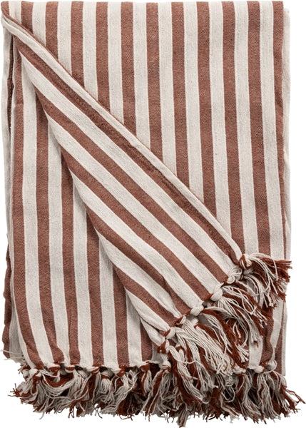 Plaid | Stribet-Brun, 130x180cm